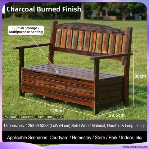 Banc coffre de rangement extérieur en bois